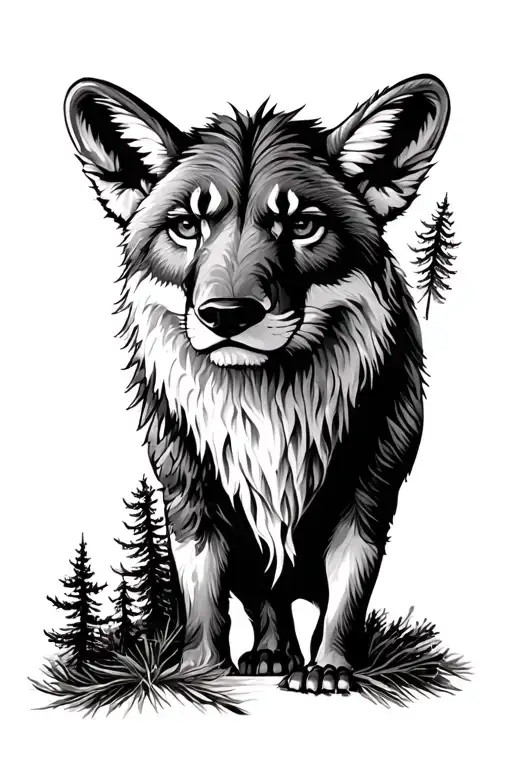 Wild Animal And Pine Forest