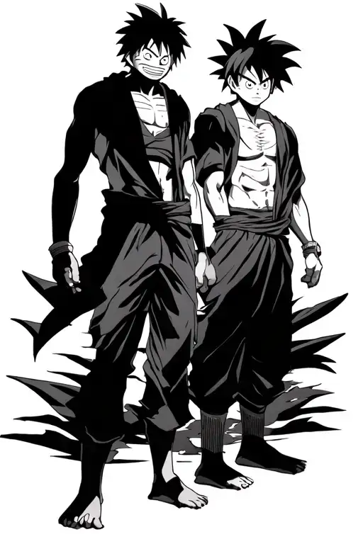 Luffy Along With Naruto And Goku