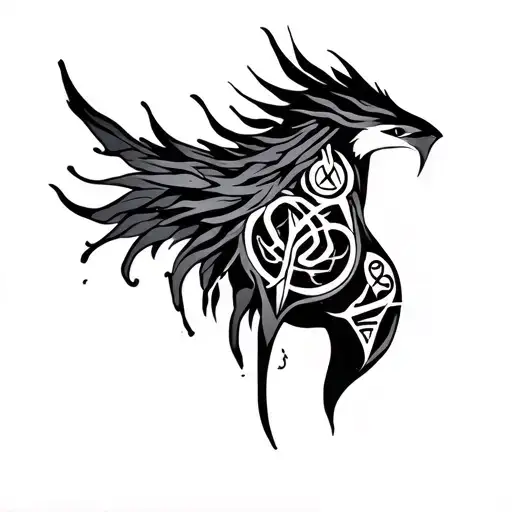 Nordic Pagan Back Tattoo With Runes