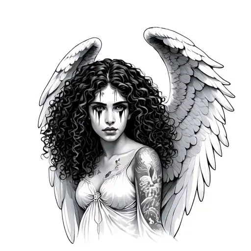 Female Curly Hair Latina Angel With Tears