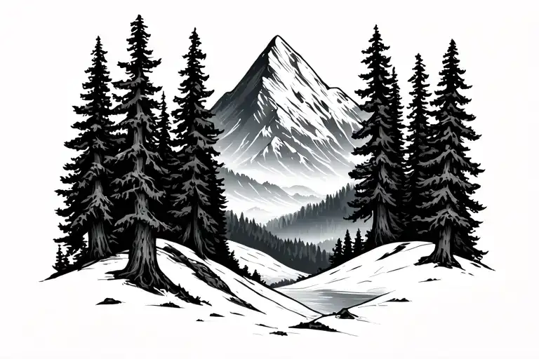 Mountain And Trees