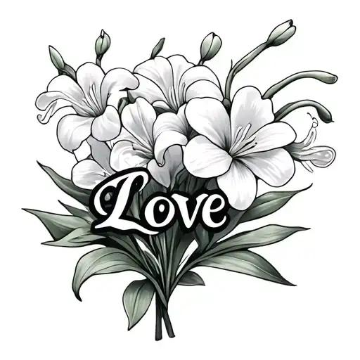 Lilly Of The Valley Flowers With The Word Love In Arabic