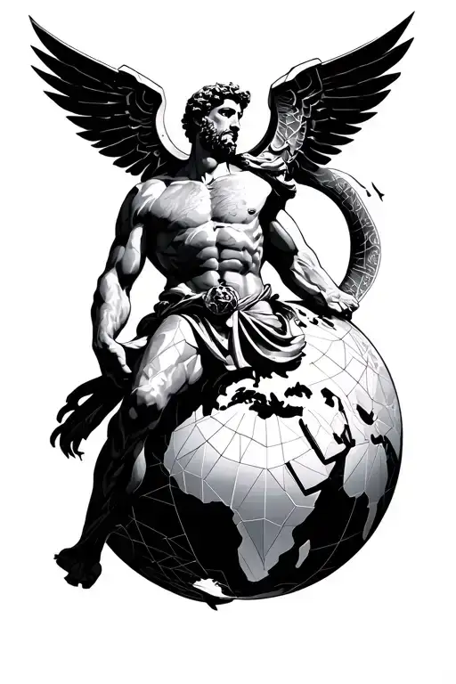 Atlas Holding The World With Geometry Patterns Incorporated