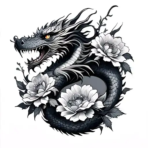 Dragon With Flowers