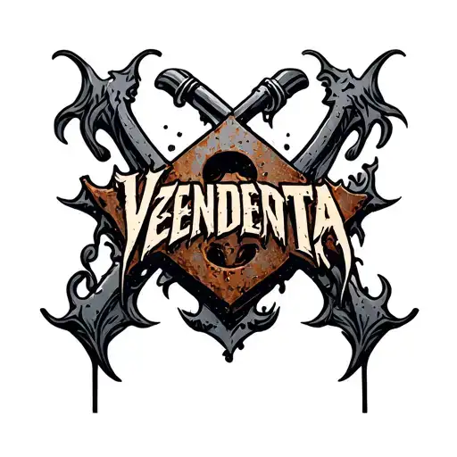 Rusty Changes With The Word Vendetta Engraved On Them
