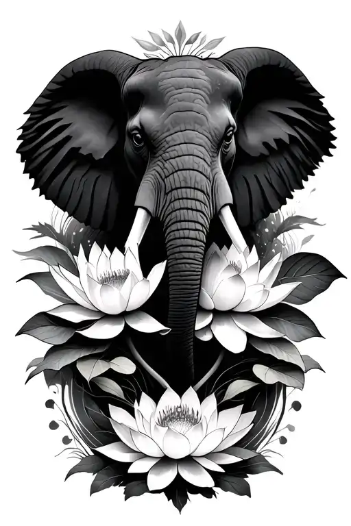 Lotus Flower Dove And Elephant Head Surrounded