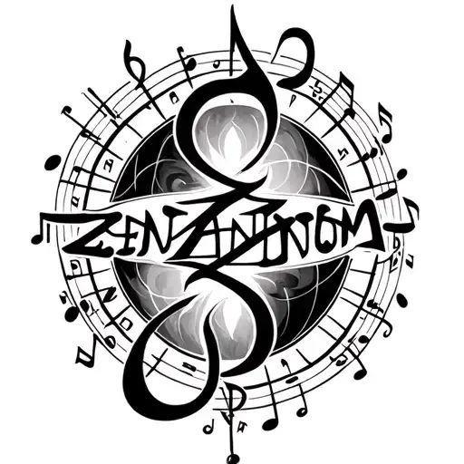Zenatnom Name Pices Zodiac Sign Surrounded My Music Notes