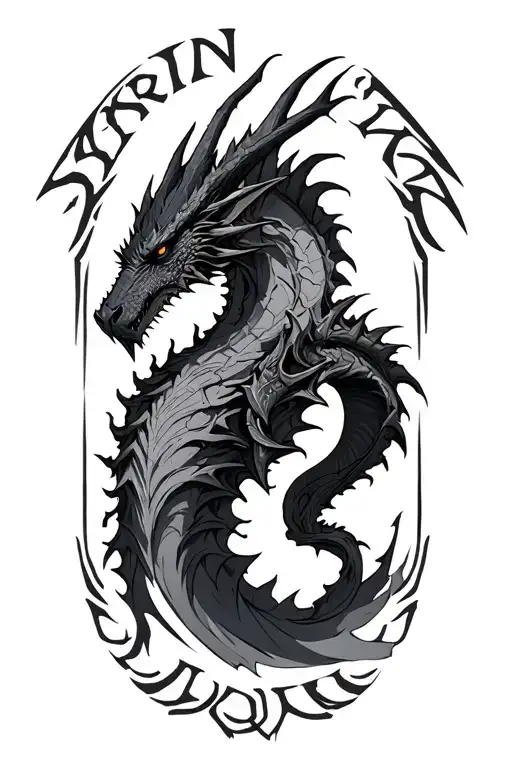 Skyrim Logo With Alduin