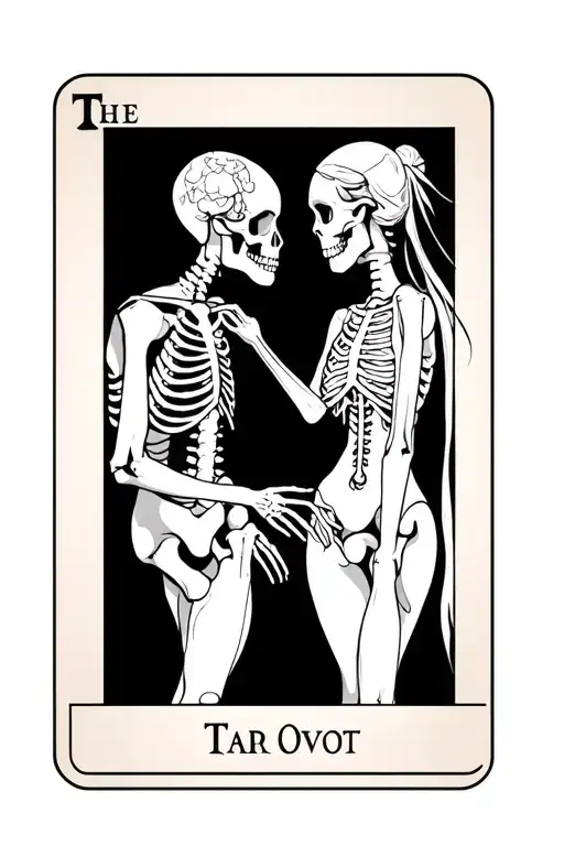 The Lovers Tarot Card Featuring Human Male Skeleton Female