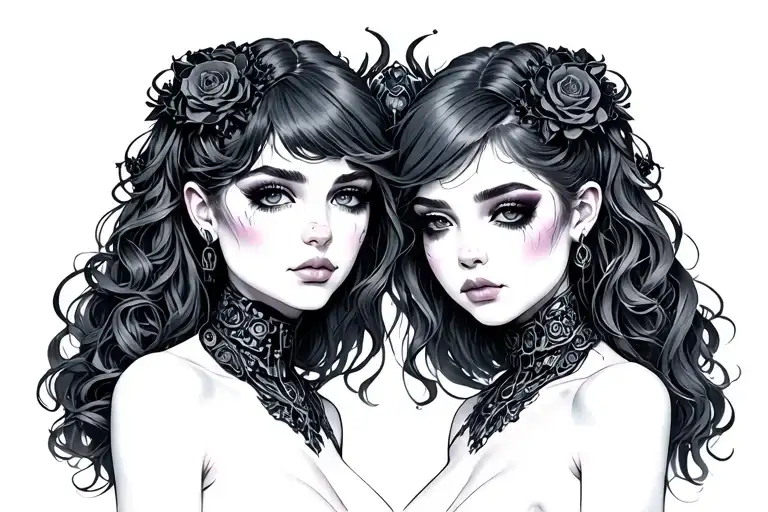 Goth Cyborg Gemini Sisters