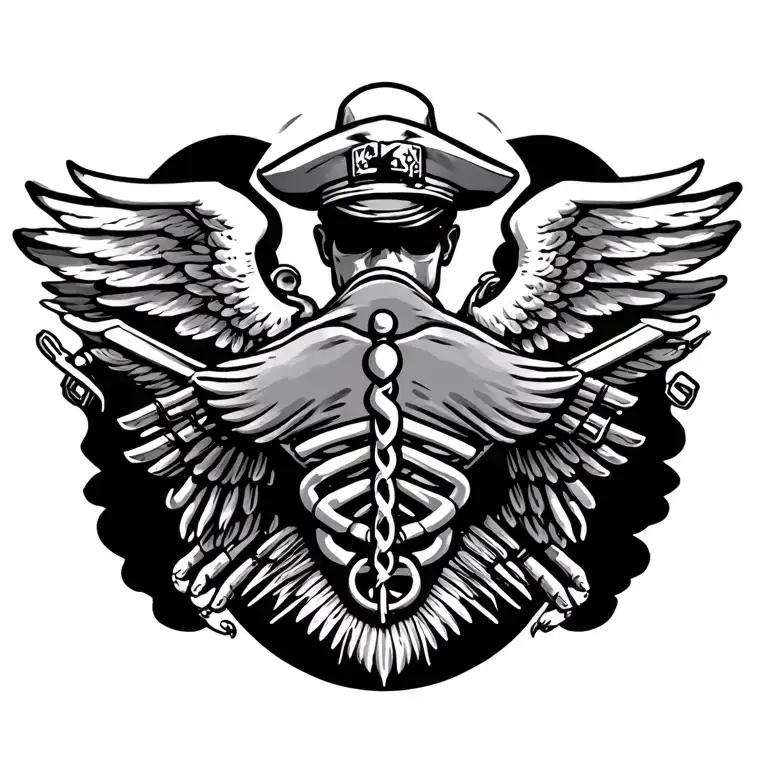 Robert Ingram Navy Hospital Corpsman Back Tattoo Design