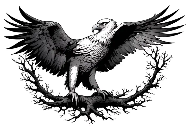 Eagle And Tree Of Life With Roots