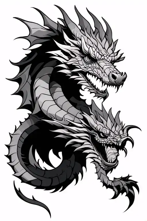 Dragon Tattoo Design Combining Elements Like Viking Symbols