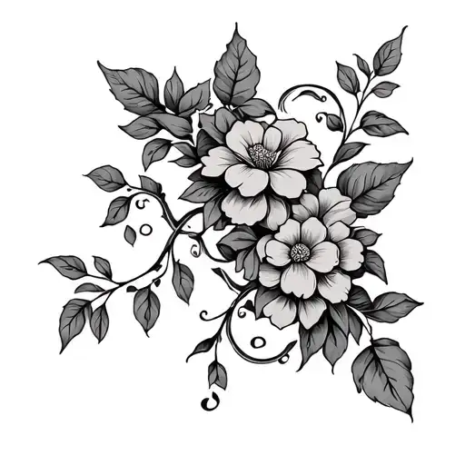 Vine Wrapping Itself Around Leg With Flowers And Droopy Leaves