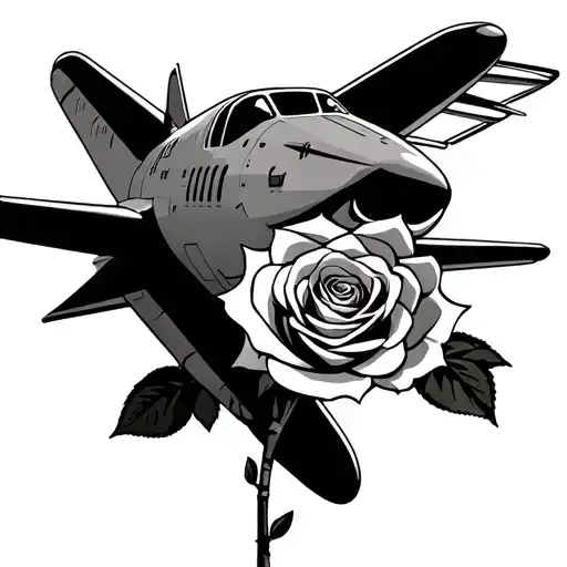 Airplane With A Rose In Its Mouth