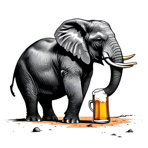 Elephant On Mars Drinking A Beer