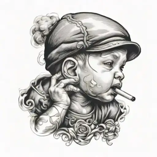 Baby Smoking Cigarette