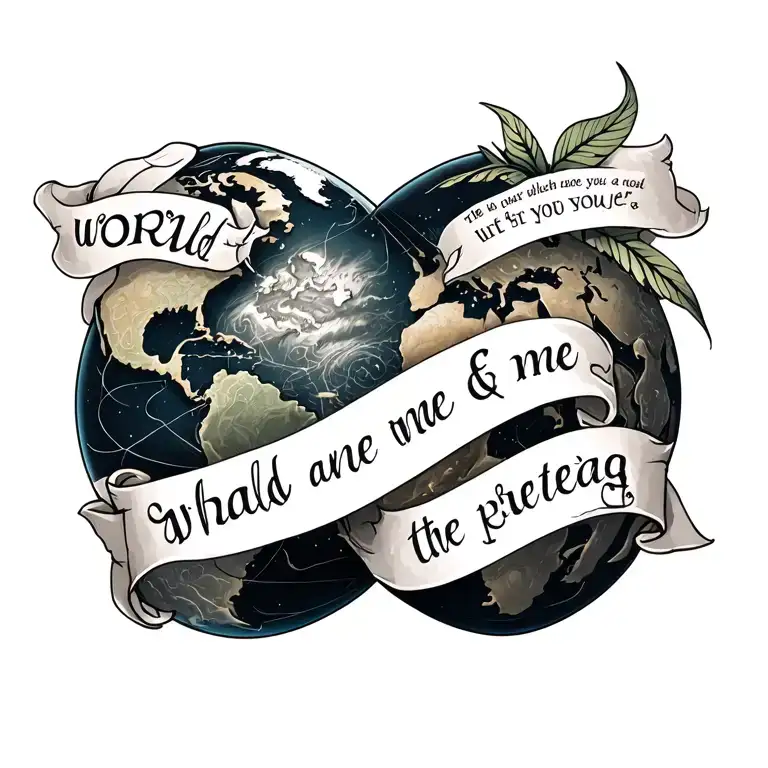 World And Me Tattoo Design Inspired With Bible Verse Intertwined