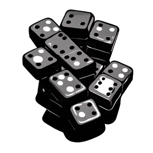 Dad Playing Dominoes Cascading In A Line