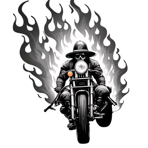 I Want A Ghost Rider Tattoo With Flames Coming Out The Back But A Firefighter Version