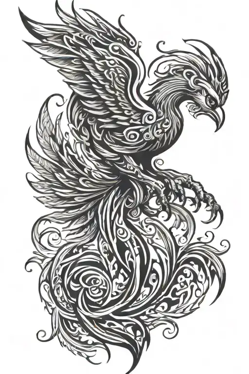 Small Tribal Tattoo Of A Phoenix Rising