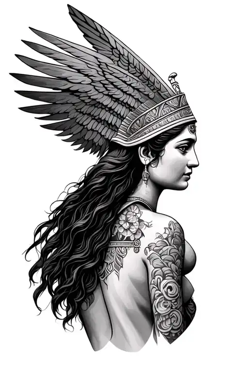 Full Backpiece Black And Grey Goddess Isis