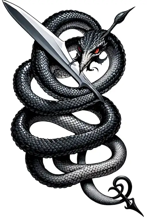 Snake And Blade Interwined With Sleep Token Symbol Incorporated