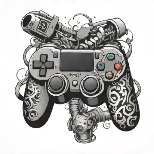 A Gaming Controller Intertwined With Anime Elements