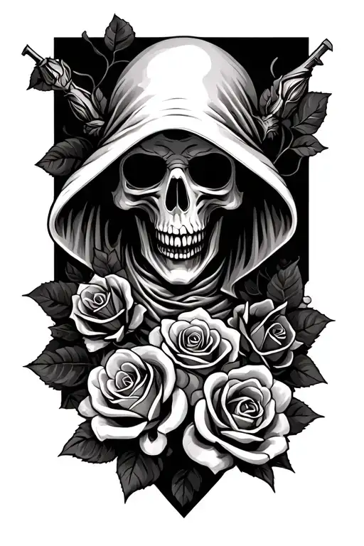 Grim Reaper With Roses Intertwined