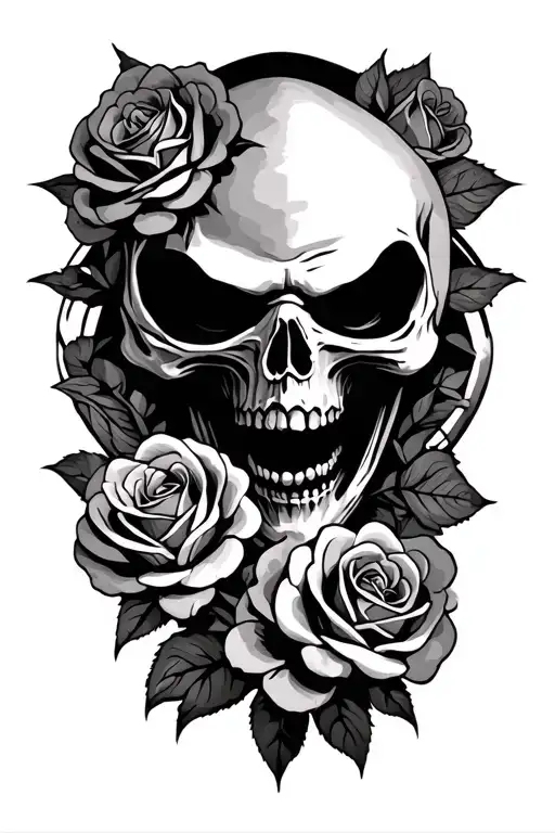 Grim Reaper With Roses In The Background