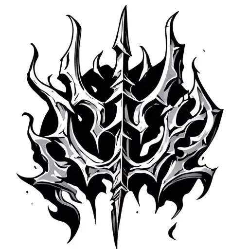 Broken Trident At The Bottom