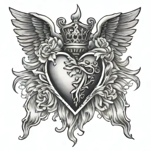 Chest Piece Black And Gray With Sacred Heart In The Center