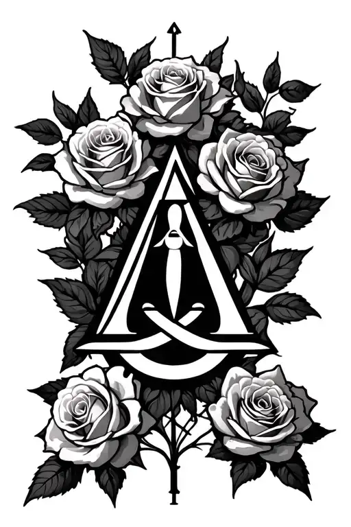 Alchemy Symbol And Roses Growing
