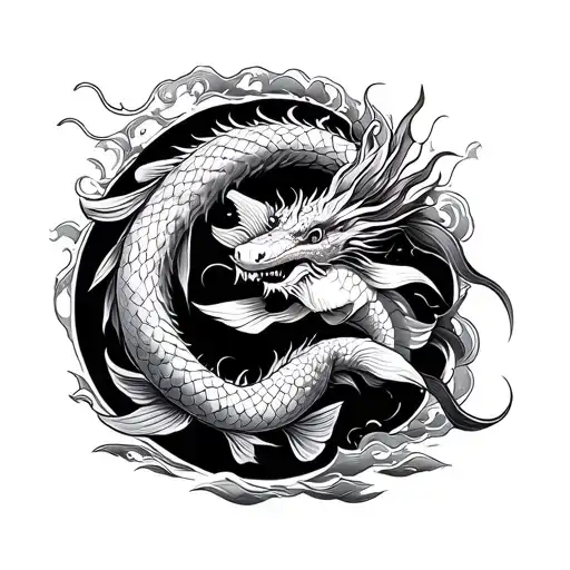 Dragon And Koi Fish