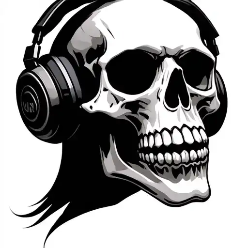 Skull Wearing Headphones