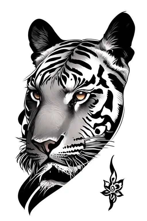 Half Sleeve Eye And Tiger Above