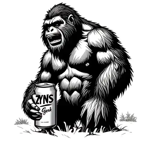 Bigfoot In The Woods Holding A Can Of Zyns And Hitting A Geek Bar Vape