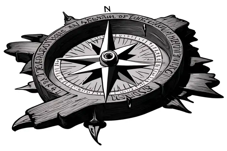 Compass Rose With Inscriptions