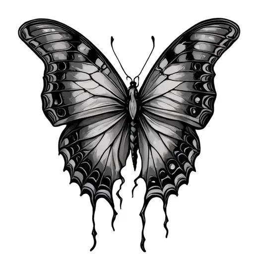 Old Night Butterfly With Broken Damaged Wings