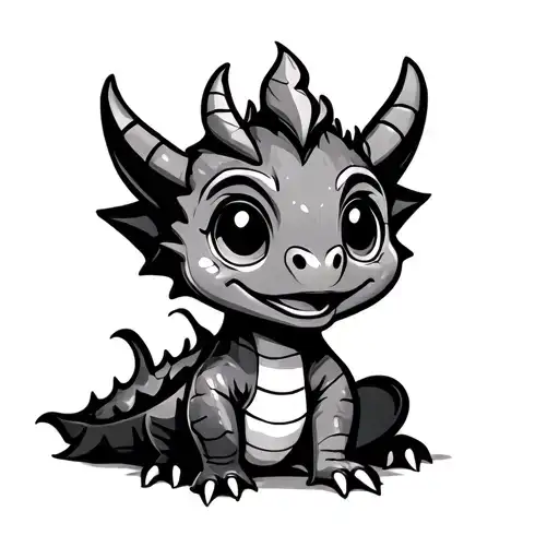 Cute Cartoon Baby Dragon