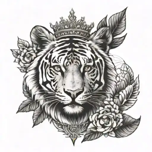 Tree Of Life And Sacred Geometry With A Tiger And A Crown