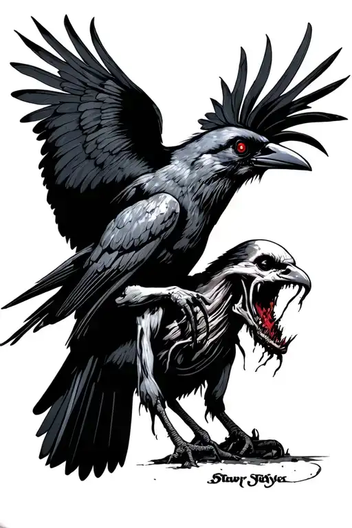 Crow Eating A Zombie