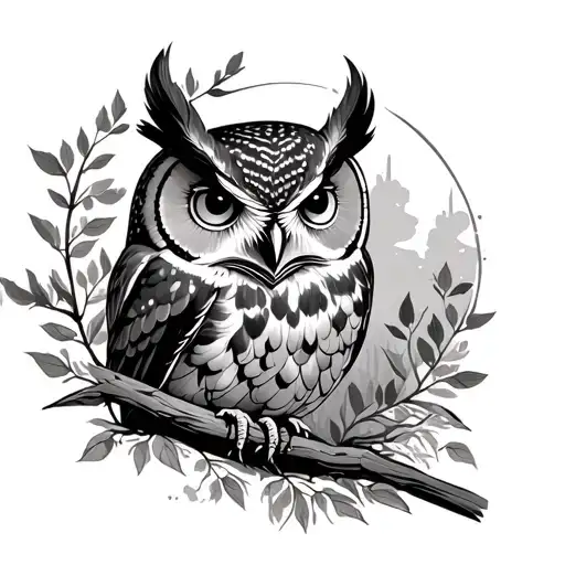 Owl In Nature Scene