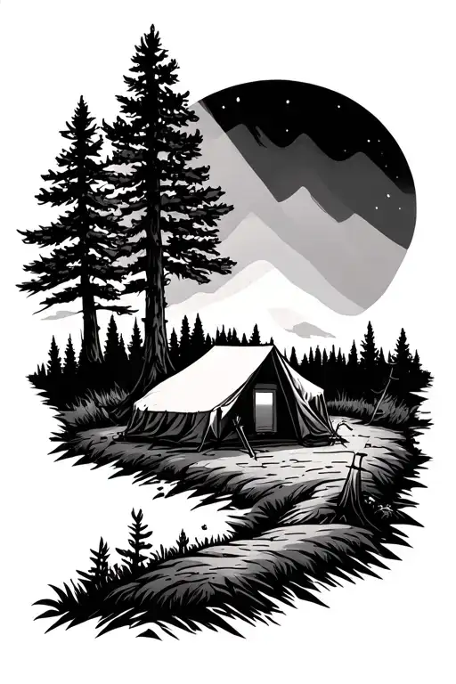 Camping Tattoo Degion In Meaning