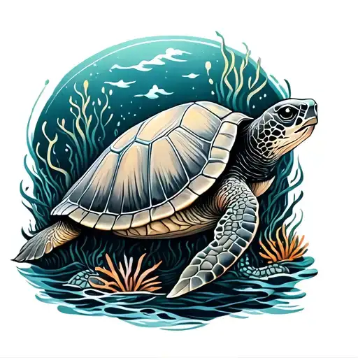 Sea Turtle Under The Sea