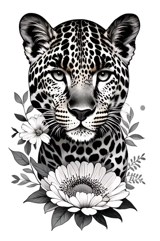 February And October Birth Flowers With A Leopard With Cub