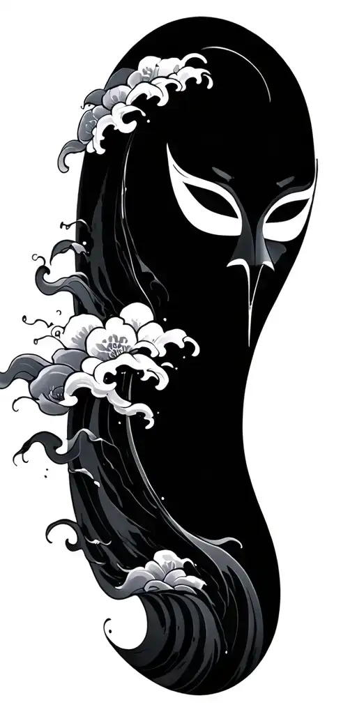 Japanese Waves With A Hanya Mask