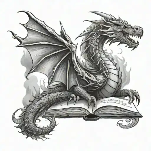Dragon Made Of Fire Emerging From A Book