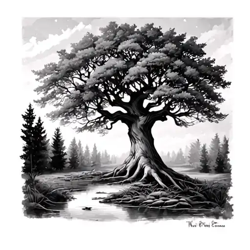 Plane Tree Forest Scene