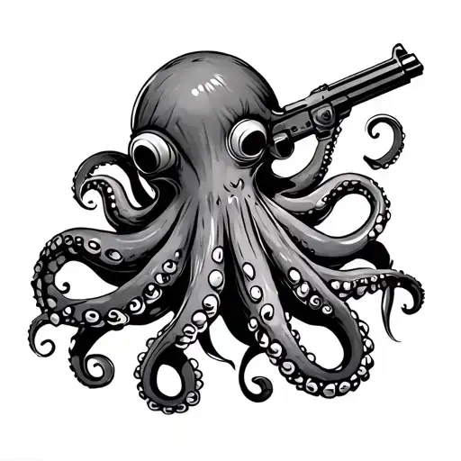 Octopus Holding A Gun